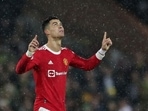 Manchester United's Cristiano Ronaldo celebrates a goal.(Action Images via Reuters)
