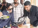 Sudha Kongara and Suriya on the sets of Soorarai Pottru. Sudha Kongara and Suriya on the sets of Soorarai Pottru.