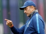 India coach Ravi Shastri during nets session at the 2019 World Cup. India coach Ravi Shastri during nets session at the 2019 World Cup.
