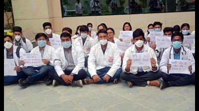 The outdoor patient department (OPD) services at Bathinda AIIMS were partially affected on Saturday after postgraduate (PG) students staged a protest against the governing body’s decision to change the nomenclature of their degrees. The outdoor patient department (OPD) services at Bathinda AIIMS were partially affected on Saturday after postgraduate (PG) students staged a protest against the governing body’s decision to change the nomenclature of their degrees.