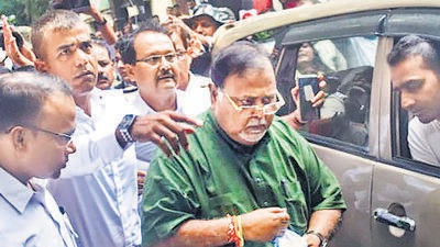 West Bengal minister Partha Chatterjee being produced at a court in Kolkata on Saturday. (PTI) West Bengal minister Partha Chatterjee being produced at a court in Kolkata on Saturday. (PTI)