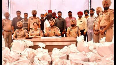 Punjab Police on Friday evening busted an inter-state pharmaceutical drug cartel after making a big seizure of over 7 lakh tablets/ capsules/ injections of pharma opioids during a raid at an illegal storage godown in Saharanpur district of Uttar Pradesh. Punjab Police on Friday evening busted an inter-state pharmaceutical drug cartel after making a big seizure of over 7 lakh tablets/ capsules/ injections of pharma opioids during a raid at an illegal storage godown in Saharanpur district of Uttar Pradesh.