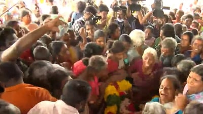 The scene was reported from the girl's native village of Cuddalore where her last rites will be conducted later in the day. (ANI videograb)