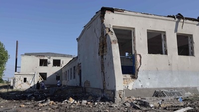 This picture shows a damaged building following a Russian airstrike in a village in the Odessa region, on July 19.&nbsp; (AFP)