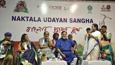 Bengal BJP leader Suvendu Adhikari posted purported photos of Arpita Mukherjee with chief minister Mamata Banerjee. Bengal BJP leader Suvendu Adhikari posted purported photos of Arpita Mukherjee with chief minister Mamata Banerjee. 