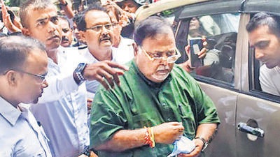 West Bengal minister Partha Chatterjee being produced at a court in Kolkata on Saturday. (PTI) West Bengal minister Partha Chatterjee being produced at a court in Kolkata on Saturday. (PTI)