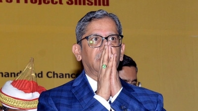 Chief Justice of India NV Ramana in Ranchi on Saturday. (ANI)