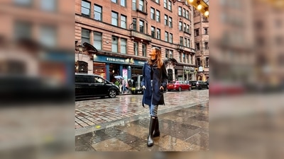 Manushi Chhillar donned a black turtle neck which she teamed with denim, a blue trench coat and black boots. (Instagram/@manushichhillar) Manushi Chhillar donned a black turtle neck which she teamed with denim, a blue trench coat and black boots. (Instagram/@manushichhillar)