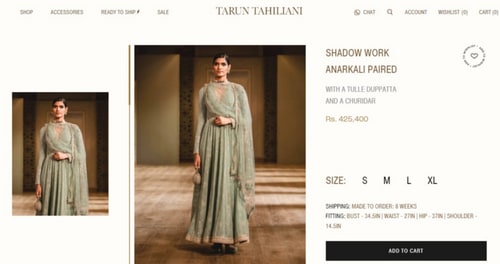 Mrunal Thakur's Anarkali suit from Tarun Tahiliani&nbsp; (taruntahiliani.com)