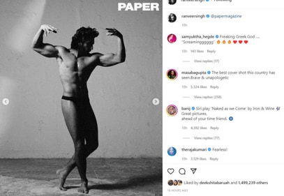 Ranveer Singh shared a series of pictures from his Paper magazine photoshoot on Instagram.&nbsp;