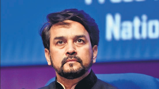 Union information and broadcasting minister Anurag Thakur. (HT file)