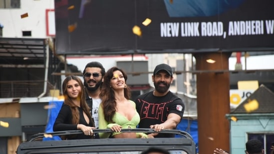 Actors Tara Sutaria, Arjun Kapoor, Disha Patani and John Abraham on Saturday held a roadshow for the promotions of their upcoming film Ek Villain Returns. (Varinder Chawla)