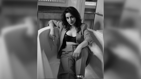 "They did say, the #monsoon turns everything green ..," Tisca Chopra captioned her post as she shared a slew of pictures in the pantsuit.(Instagram/@tiscaofficial)