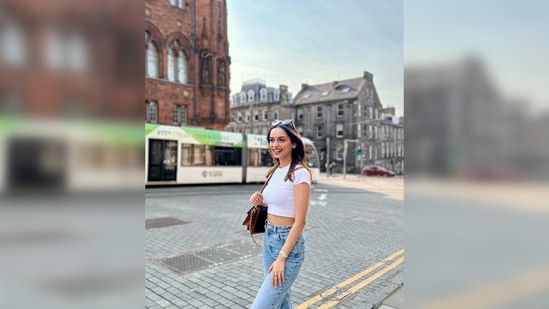 Sharing a slew of pictures from her UK vacation, Manushi Chhillar captioned her post, "Taking a walk with the Scot."(Instagram/@manushi_chhillar)