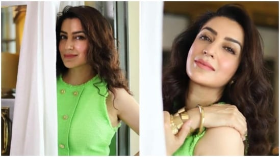 Tisca Chopra earlier shared beautiful stills of herself in a green ensemble with a fresh face makeup look.&nbsp;(Instagram/@tiscaofficial)