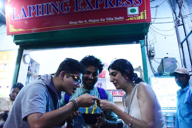 (L-R) Parth Agrawal, Pranit Ghuge and Tamanna Bahl say they keep returning to their fave spot at Majnu ka Tila for a bowl of Yellow Laphing Soup, especially during the rains. (Photo: Manish Rajput/HT)