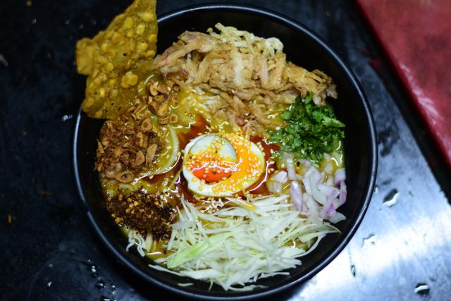 Mohinga Ramyun has it all — chickpea broth, rice noodles, vegetables, and meat. (Photo: Manish Rajput/ HT)
