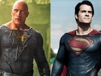 Dwayne Johnson as Black Adam and Henry Cavill as Superman. Dwayne Johnson as Black Adam and Henry Cavill as Superman.