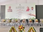 Minister Gopal Rai the Delhi Police put up banners carrying pictures of the PM at the venue. (Twitter @AamAadmiParty)