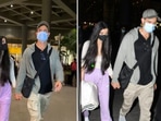 Saba Azad and Hrithik Roshan spotted at the Mumbai airport. Saba Azad and Hrithik Roshan spotted at the Mumbai airport.