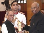 Late former President Pranab Mukherjee was conferred Bharat Ratna, India's highest civilian award, by his successor Ram Nath Kovind in 2019(AP Photo) Late former President Pranab Mukherjee was conferred Bharat Ratna, India's highest civilian award, by his successor Ram Nath Kovind in 2019(AP Photo)