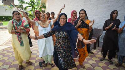 The women in Neeraj Chopra’s family, including his mother, break into dance to celebrate his feat. The Tokyo Olympics gold medallist Neeraj is the first Indian to win a silver medal at the World Athletics Championships and only the second medallist from the country after Anju Bobby George’s win in 2003. (HT Photo) The women in Neeraj Chopra’s family, including his mother, break into dance to celebrate his feat. The Tokyo Olympics gold medallist Neeraj is the first Indian to win a silver medal at the World Athletics Championships and only the second medallist from the country after Anju Bobby George’s win in 2003. (HT Photo)