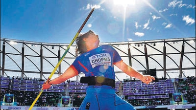 Neeraj Chopra clinches the silver medal in the finals of men's javelin throw at the World Athletics Championships 2022 in Oregon on Sunday. (Ani) Neeraj Chopra clinches the silver medal in the finals of men's javelin throw at the World Athletics Championships 2022 in Oregon on Sunday. (Ani)
