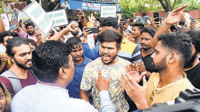 Mumbai, India - July 24, 2022 : Tribals and activists take part in Save Aarey protest against the state governmentÕs decision of Metro Crashed to be back in Aarey forest at Picnic Point, Goregaon, in Mumbai, India, on Sunday, July 24, 2022. (Photo by Vijay Bate/HT Photo)