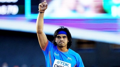Neeraj Chopra clinches the silver medal in the finals of men's javelin throw at the World Athletics Championships 2022, in Oregon on Sunday. (Inspire Institute of Sport Twitt) Neeraj Chopra clinches the silver medal in the finals of men's javelin throw at the World Athletics Championships 2022, in Oregon on Sunday. (Inspire Institute of Sport Twitt)
