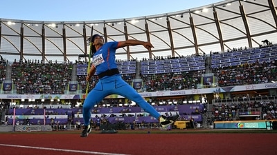 Tokyo Olympic gold medallist Neeraj Chopra, once again scripted history by clinching a historic silver at the World Athletics Championships in Oregon on Sunday. The 'Golden Boy' of India, recorded a distance of 88.13m in his fourth attempt in the men's javelin throw final and secured the second position, to settle with silver. (AFP)