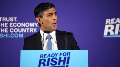 Former Chancellor of the Exchequer Rishi Sunak speaks to the media at an event to launch his campaign to be the next Conservative leader and Prime Minister, in London, Britain. (REUTERS file)
