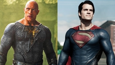 Dwayne Johnson as Black Adam and Henry Cavill as Superman. Dwayne Johnson as Black Adam and Henry Cavill as Superman.