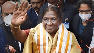Droupadi Murmu, India's 15th President-elect, to be sworn in on Monday. (PTI) Droupadi Murmu, India's 15th President-elect, to be sworn in on Monday. (PTI)