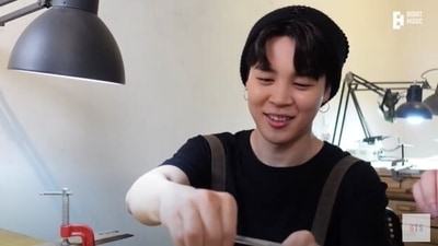BTS' Jimin in his vlog made bracelets as he visited a workshop.&nbsp;