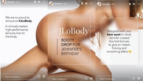 JLo Beauty, Jennifer's skincare line, shared a series of pictures on their Instagram Stories