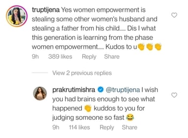 Prakruti Mishra replying to a comment.