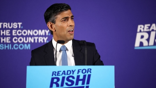 Former Chancellor of the Exchequer Rishi Sunak speaks to the media at an event to launch his campaign to be the next Conservative leader and Prime Minister, in London, Britain.(REUTERS file)