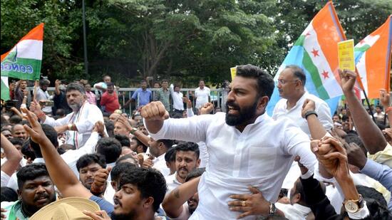 Karnataka Congress vice president and former minister Ashok Pattan slammed his own party worker and controversial Youth Congress president Mohammed Nalapad over the protest he organised on July 21 against the central government. (Shashidhar Byrappa)