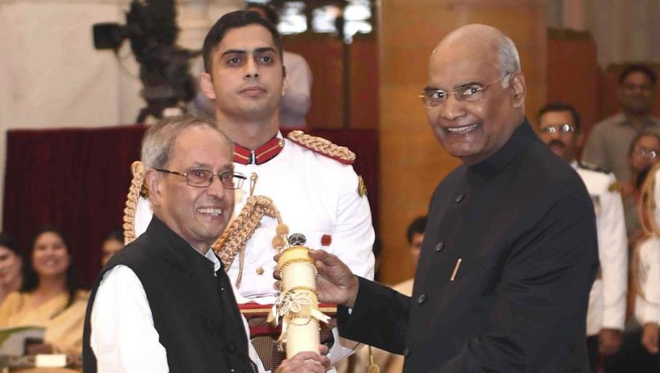Late former President Pranab Mukherjee was conferred Bharat Ratna, India's highest civilian award, by his successor Ram Nath Kovind in 2019 (AP Photo) Late former President Pranab Mukherjee was conferred Bharat Ratna, India's highest civilian award, by his successor Ram Nath Kovind in 2019 (AP Photo)