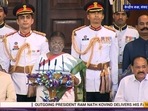 President Droupadi Murmu makes her first address in the Central Hall of Parliament. President Droupadi Murmu makes her first address in the Central Hall of Parliament.