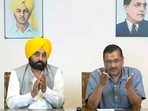 Arvind Kejriwal and Bhagwant Mann addressed a video briefing on Monday.&nbsp;