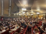 Screengrab from viral video during the white coat ceremony at University of Michigan.