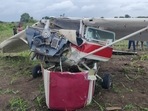 Wreckage of the trainer aircraft in Pune, Maharashtra. Wreckage of the trainer aircraft in Pune, Maharashtra. 