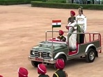 President Droupadi Murmu inspects Tri Services Guard of Honour at Rashtrapati Bhavan. President Droupadi Murmu inspects Tri Services Guard of Honour at Rashtrapati Bhavan.