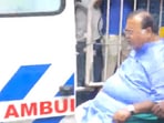 Bengal minister Partha Chatterjee being brought out of SSKM Hospital in Kolkata on Monday. (ANI Twitter)