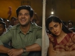Dulquer Salmaan and Mrunal Thakur in a still from Sita Ramam trailer. Dulquer Salmaan and Mrunal Thakur in a still from Sita Ramam trailer.