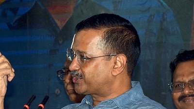 Delhi Chief Minister Arvind Kejriwal addressing media during his visit to Surat for campaign. (File) (ANI) Delhi Chief Minister Arvind Kejriwal addressing media during his visit to Surat for campaign. (File) (ANI)
