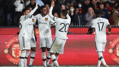Manchester United score a goal during a pre-season game against Crystal Palace (AP)