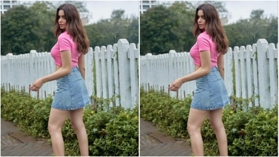 Aamna decked up in a cropped pink top for the pictures. The top featured short sleeves and collars and showed off her midriff. (Instagram/@aamnasharifofficial)