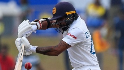 SL vs PAK Live Score: Dinesh Chandimal in action for Sri Lanka. (AFP)